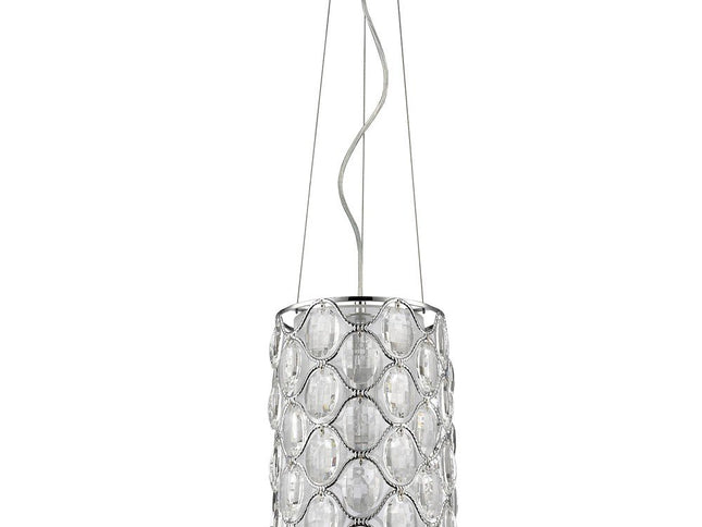 Isabella 1-Light Polished Nickel Drum Pendant With Crystal Accents