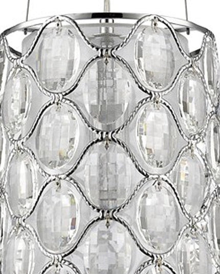 Isabella 1-Light Polished Nickel Drum Pendant With Crystal Accents