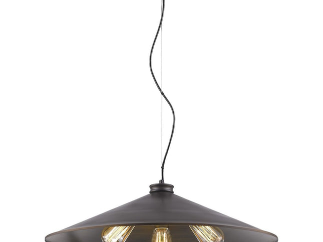 Alcove 4-Light Oil-Rubbed Bronze Pendant With Raw Brass Interior Shade