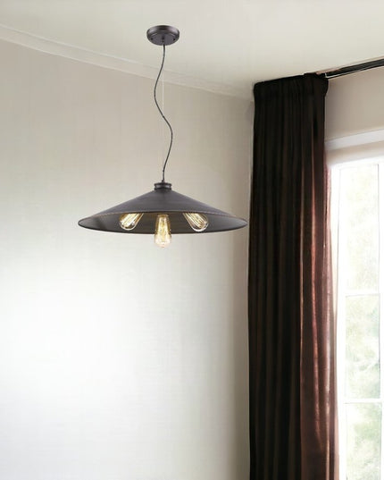 Alcove 4-Light Oil-Rubbed Bronze Pendant With Raw Brass Interior Shade