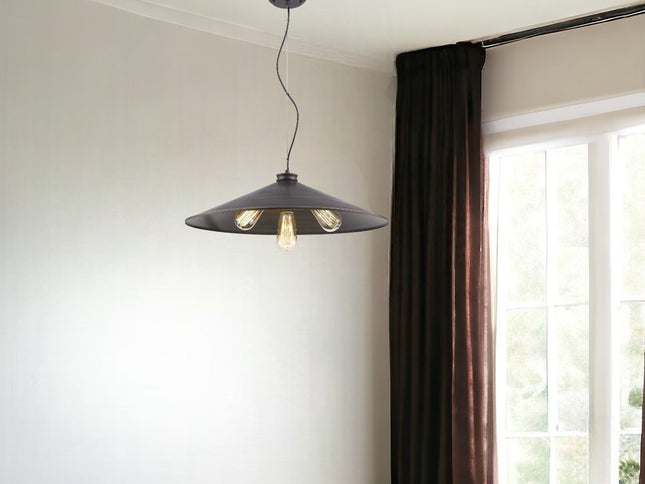 Alcove 4-Light Oil-Rubbed Bronze Pendant With Raw Brass Interior Shade