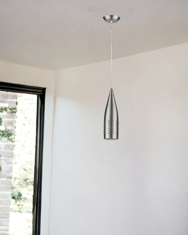 Narrow Silver Hanging Light with Glass Studs