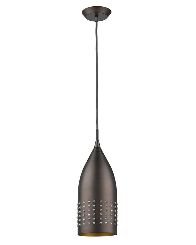 Bronze Hanging Light with Glass Studs