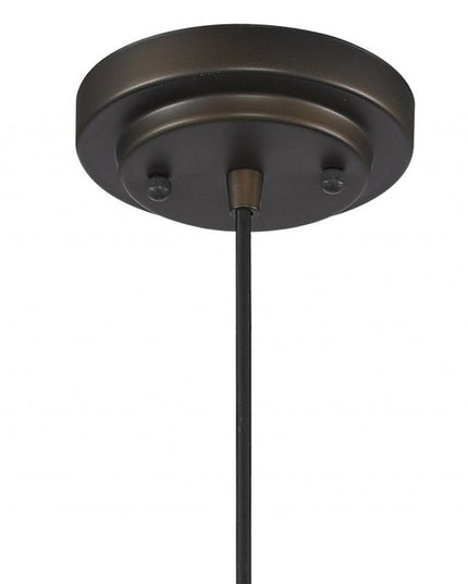 Antique Bronze Hanging Light with Textured Glass Shade