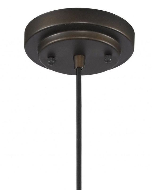 Antique Bronze Hanging Light with Textured Glass Shade