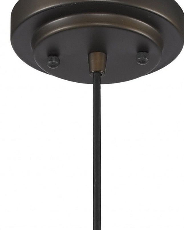 Antique Bronze Hanging Light with Textured Glass Shade