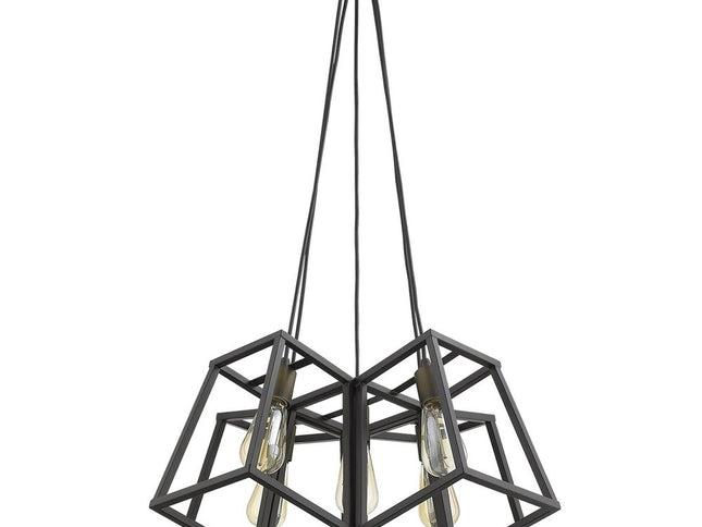 Bronze Lantern Five Light Metal Dimmable Chandelier