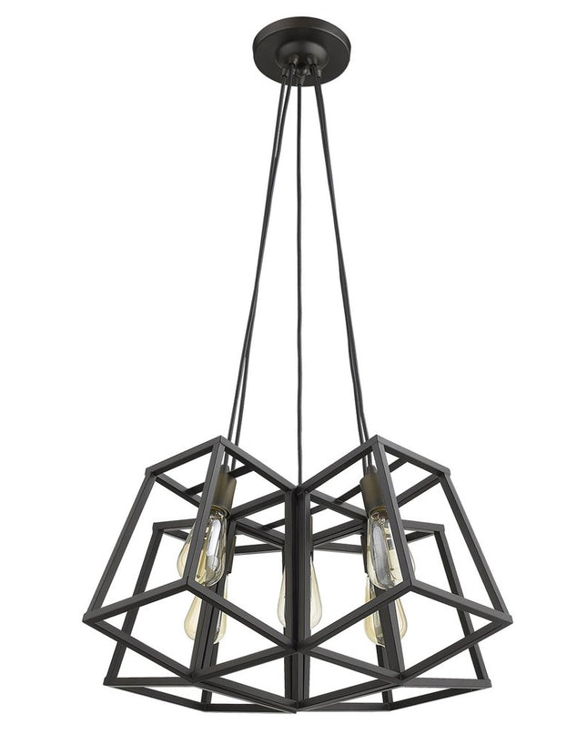 Bronze Lantern Five Light Metal Dimmable Chandelier