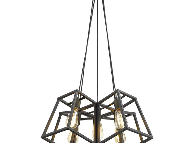 Bronze Lantern Five Light Metal Dimmable Chandelier