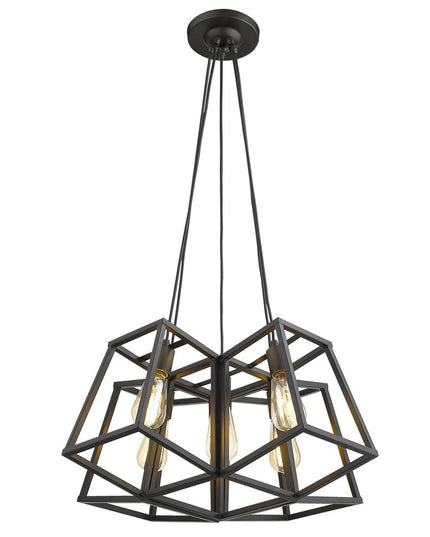 Bronze Lantern Five Light Metal Dimmable Chandelier