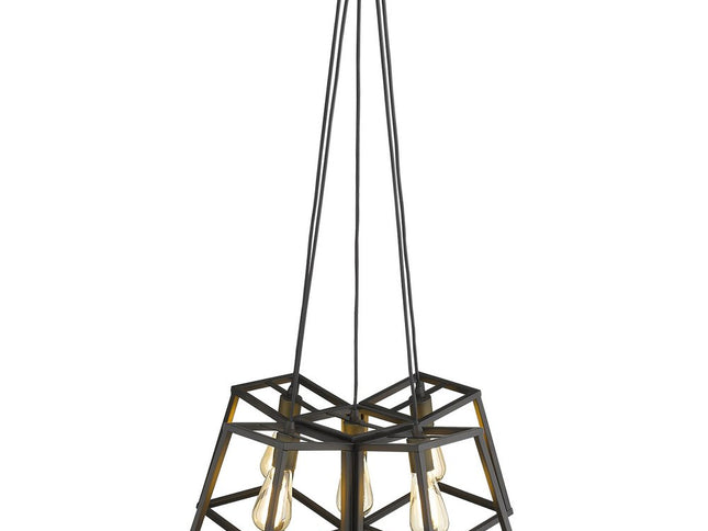 Bronze Lantern Five Light Metal Dimmable Chandelier