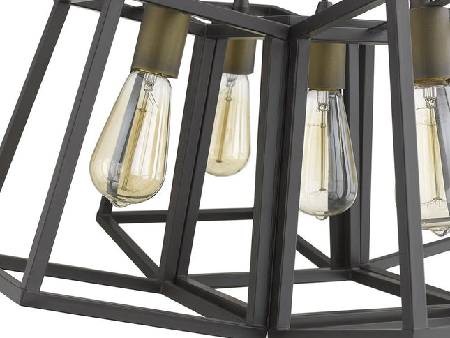 Bronze Lantern Five Light Metal Dimmable Chandelier