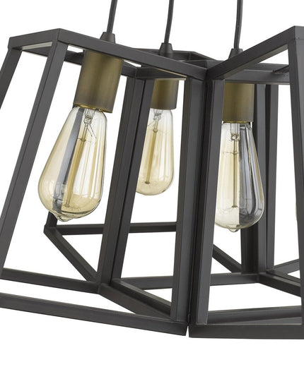 Bronze Lantern Five Light Metal Dimmable Chandelier