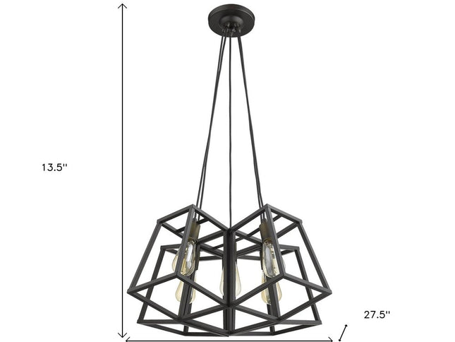 Bronze Lantern Five Light Metal Dimmable Chandelier