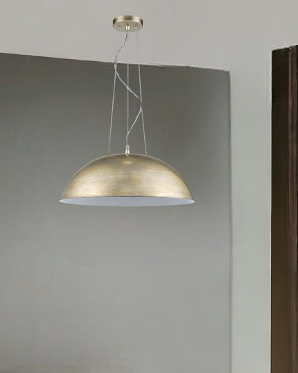 Layla 1-Light Washed Gold Bowl Pendant With Gloss White Interior Shade