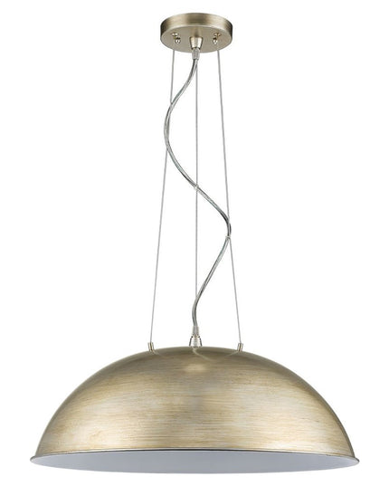 Layla 1-Light Washed Gold Bowl Pendant With Gloss White Interior Shade