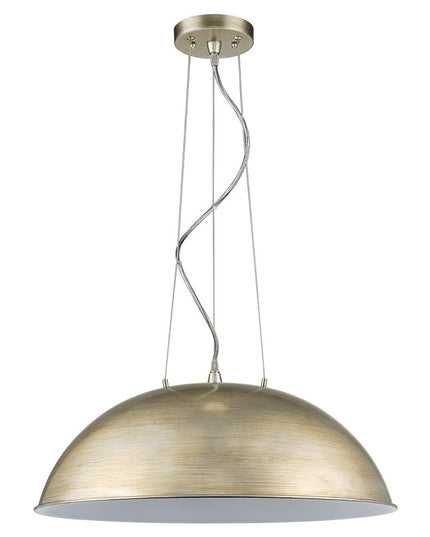 Layla 1-Light Washed Gold Bowl Pendant With Gloss White Interior Shade