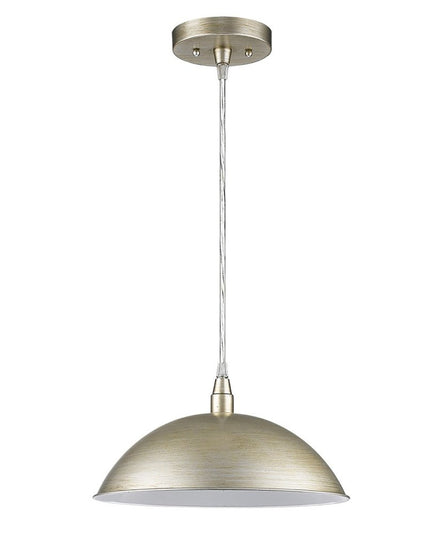 Silver Metal Hanging Light with Dome Shade