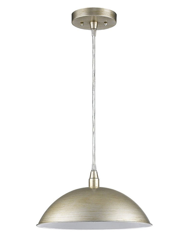 Silver Metal Hanging Light with Dome Shade