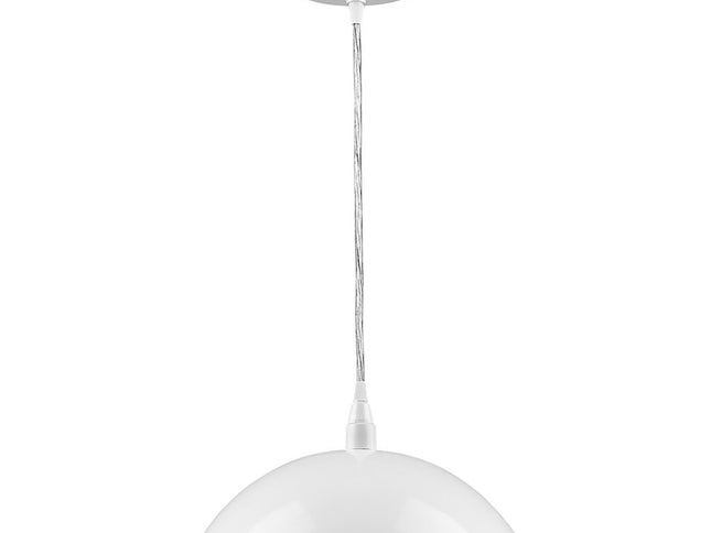 White Metal Hanging Light with Dome Shade