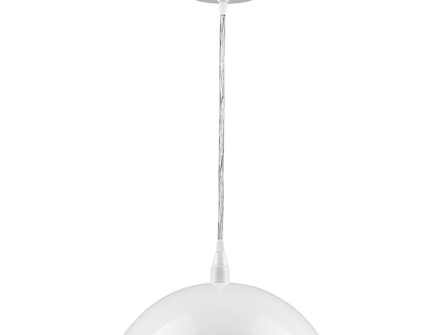 White Metal Hanging Light with Dome Shade