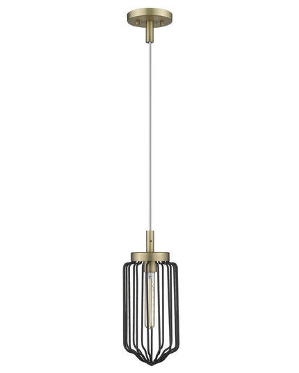 Gold and Black Metal Cage Pendant Hanging Light