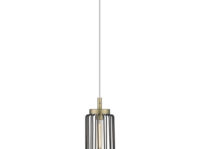 Gold and Black Metal Cage Pendant Hanging Light