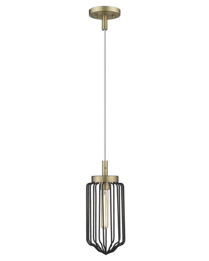 Gold and Black Metal Cage Pendant Hanging Light