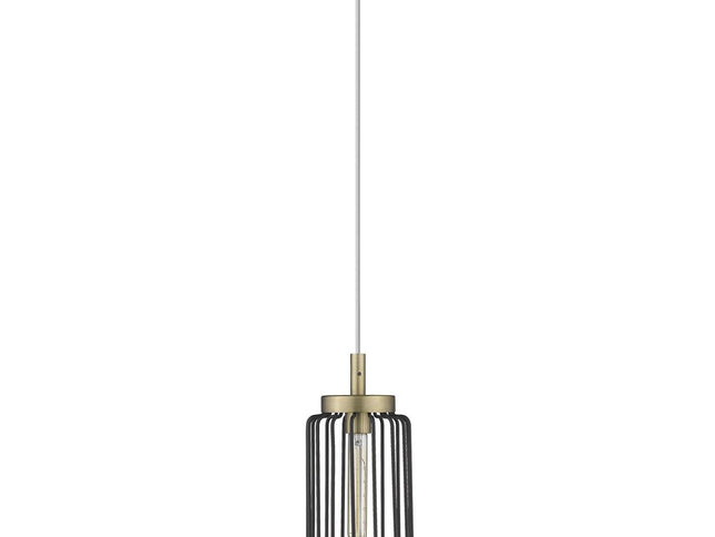 Gold and Black Metal Cage Pendant Hanging Light