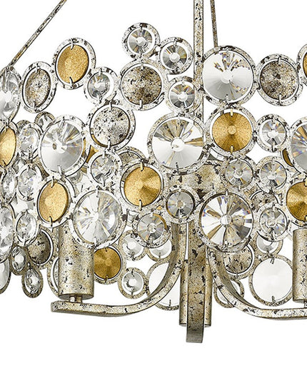 Silver Three Light Metal and Crystals Dimmable Chandelier With Silver Shades