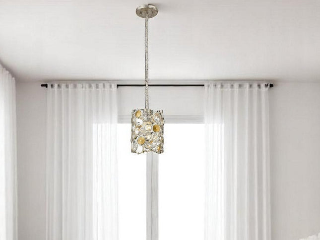 Vitozzi 1-Light Antique Silver Leaf Pendant