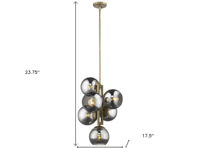 Lunette 6-Light Aged Brass Pendant