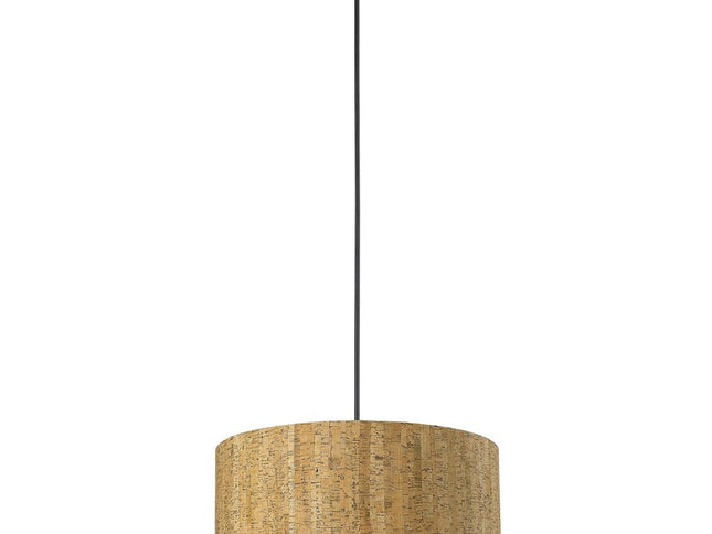 Matte Black Cork Shade Modern One Light Hanging Pendent Lamp