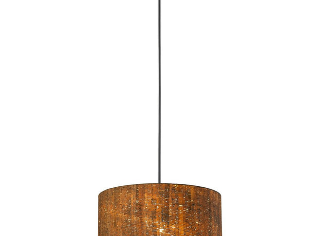 Matte Black Cork Shade Modern One Light Hanging Pendent Lamp