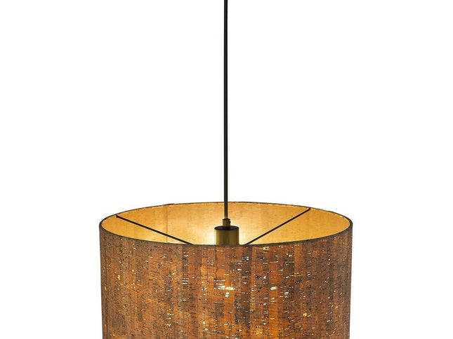 Matte Black Cork Shade Modern One Light Hanging Pendent Lamp
