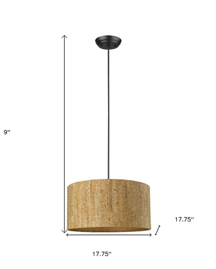 Matte Black Cork Shade Modern One Light Hanging Pendent Lamp