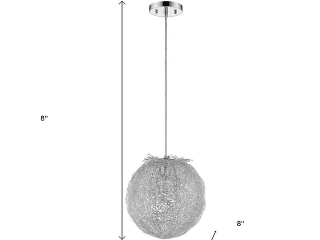 Contemporary Silver Globe Pendant Hanging Light