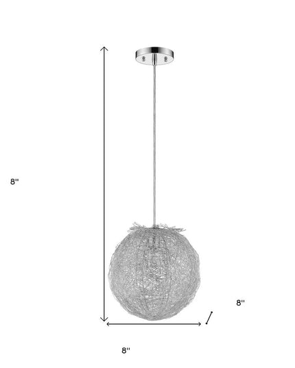 Contemporary Silver Globe Pendant Hanging Light
