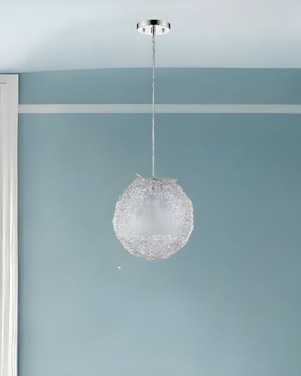 Contemporary Silver Globe Pendant Hanging Light