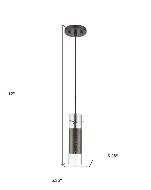 Glass and Bronze Mesh Shade Hanging Light