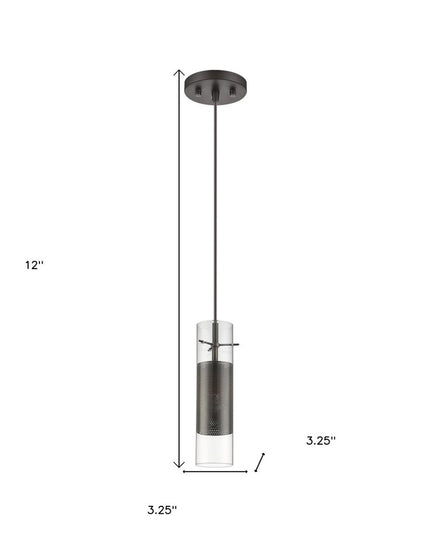 Glass and Bronze Mesh Shade Hanging Light