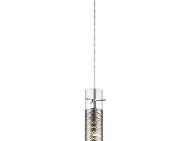 Glass and Silver Mesh Shade Hanging Light