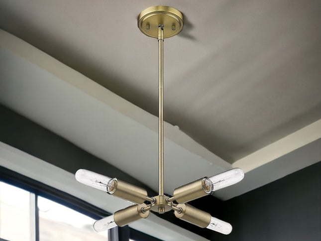 Gold Four Light Metal Dimmable Chandelier