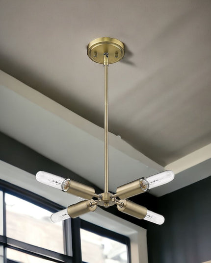 Gold Four Light Metal Dimmable Chandelier