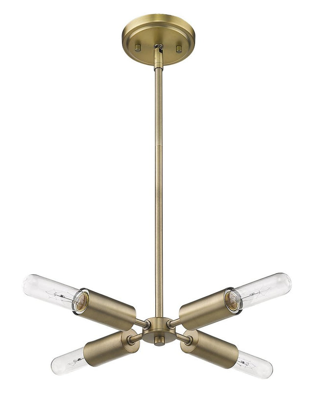 Gold Four Light Metal Dimmable Chandelier