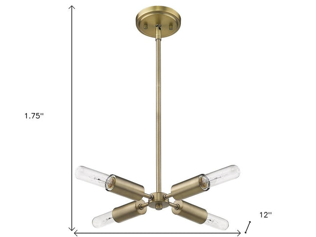 Gold Four Light Metal Dimmable Chandelier