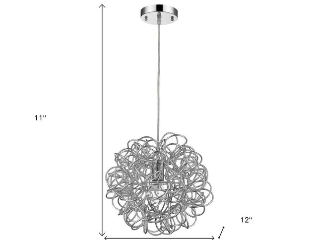 Mingle 1-Light Polished Chrome Pendant With Faceted Chrome Aluminum Wire Shade