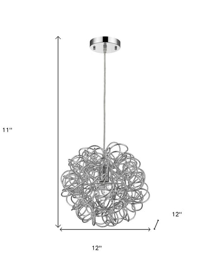 Mingle 1-Light Polished Chrome Pendant With Faceted Chrome Aluminum Wire Shade