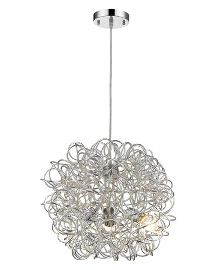 Mingle 3-Light Polished Chrome Pendant With Faceted Chrome Aluminum Wire Shade