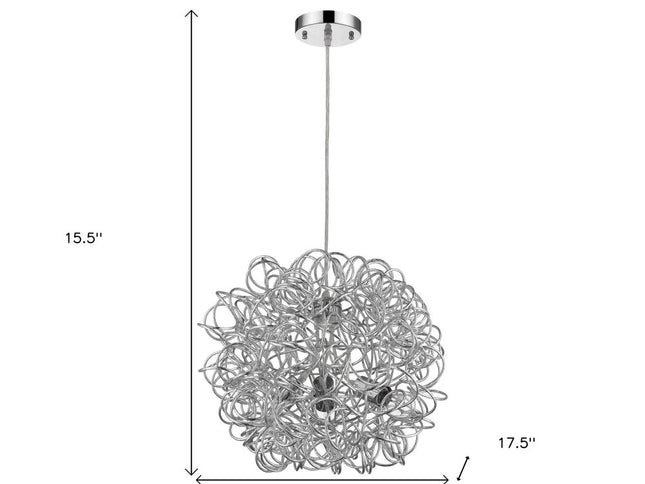 Mingle 3-Light Polished Chrome Pendant With Faceted Chrome Aluminum Wire Shade